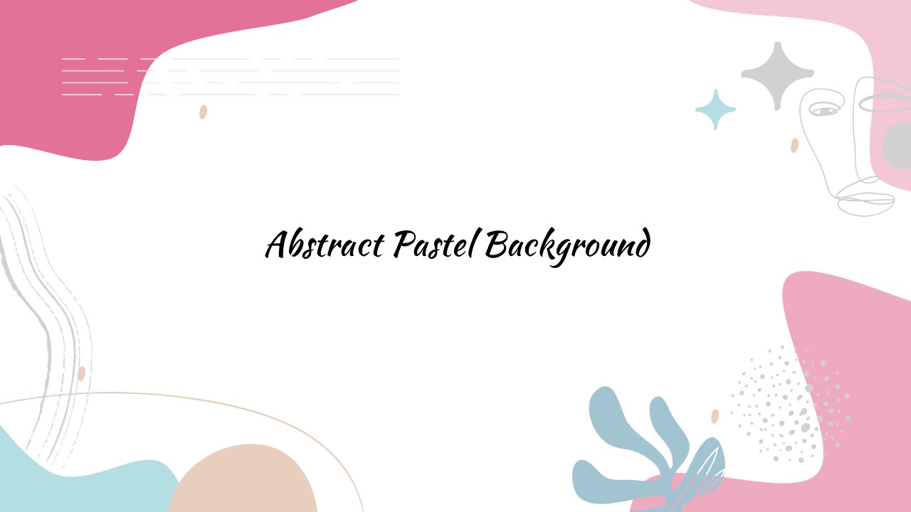 Abstract pastel background slide with pink, beige, and teal organic shapes on a white layout.