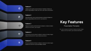 black Key features slide with five horizontal rounded blocks, icons, and text aligned vertically on a clean white layout.