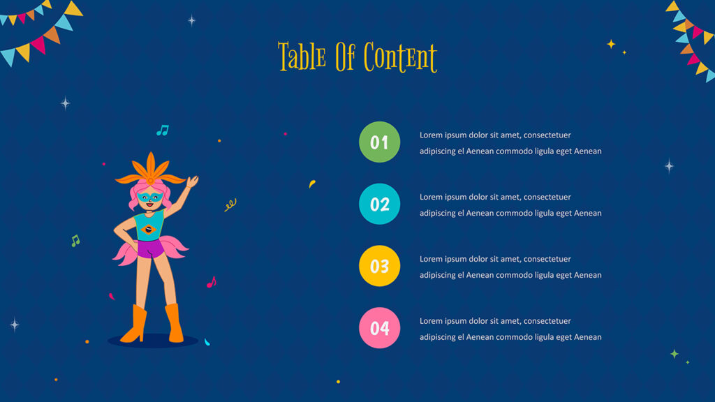 Carnival theme table of content Google Slides Template  SlideKit
