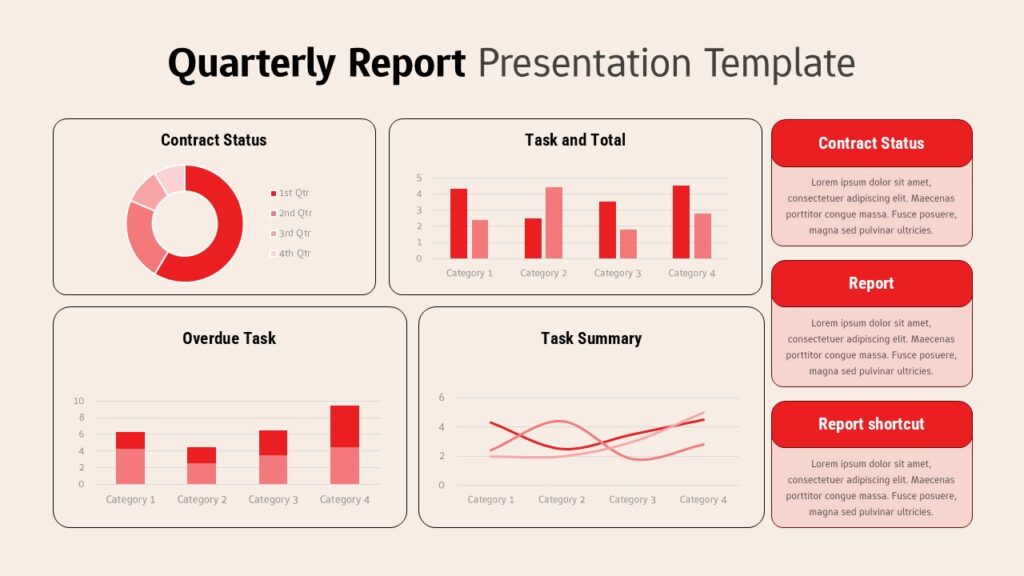 Free ppt Quarterly Business Report Dashboard Template 