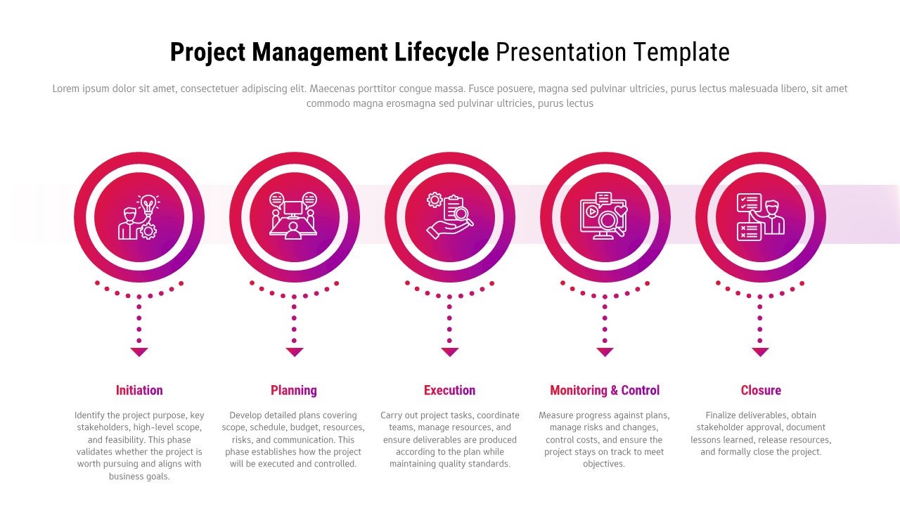 Black Project Management Lifecycle Process Diagram Template for ...