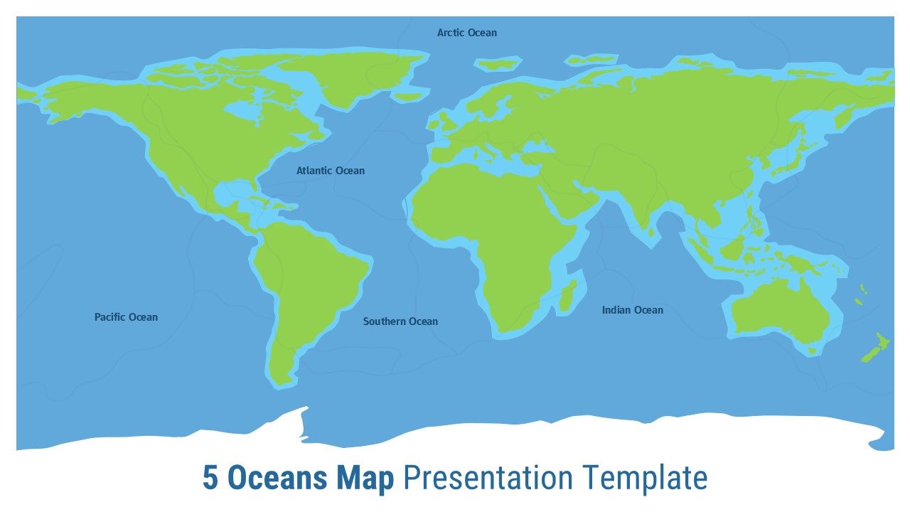 5 Oceans Map Presentation Template - SlidesDepot