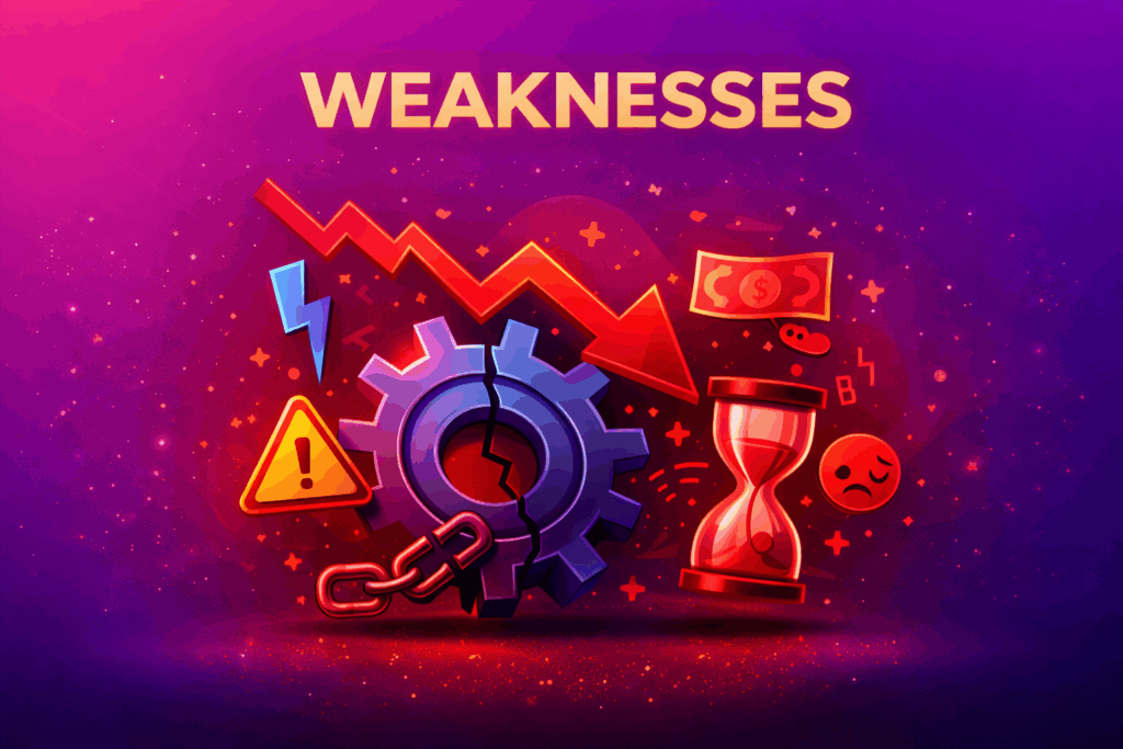 Weaknesses Four Parts of a SWOT Analysis