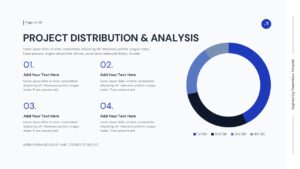 Engineering project analysis slide with pie chart and quarterly data presentation layout