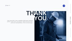 Engineering presentation thank you slide with professional worker image and clean closing design