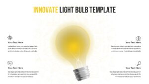 Innovation light bulb PowerPoint template with 4-quadrant layout for creative brainstorming presentations
