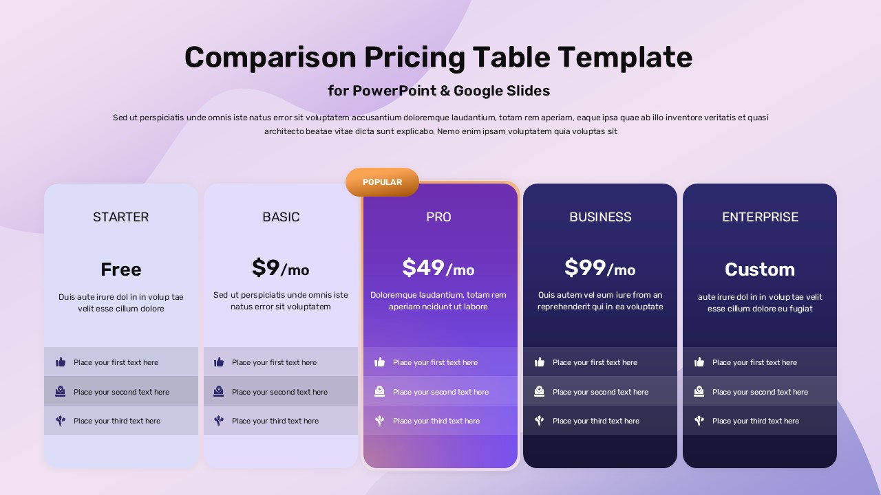 Comparison Pricing Table Template - Pricing Comparison Table Template Powerpoint And Google Slides Templates