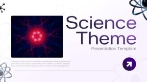 Science title slide with energy particle visualization and purple accents