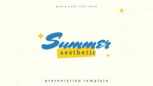 Welcome slide template featuring pool imagery and summer icons, ideal for vacation or travel presentation openings