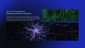 Network slide showing glowing blue connection nodes and links