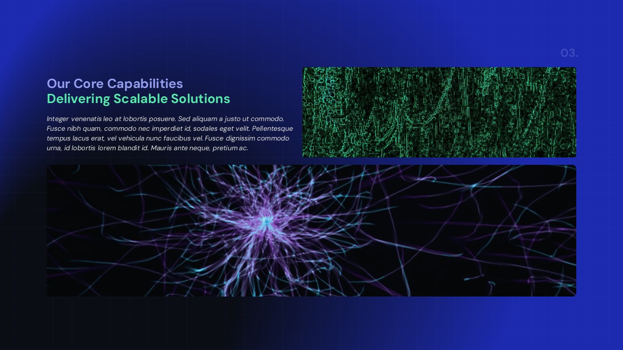Network slide showing glowing blue connection nodes and links