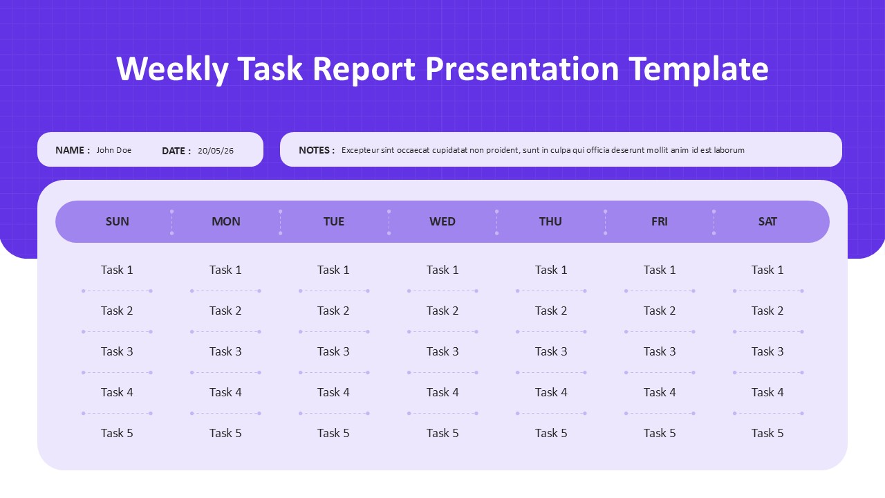 Weekly Task Report Template - SlidesDepot