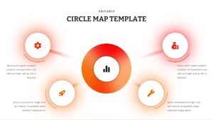 Circle map template with orange center hub and four connected white circles