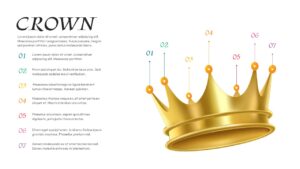 Crown infographic template with 7 numbered points on white background