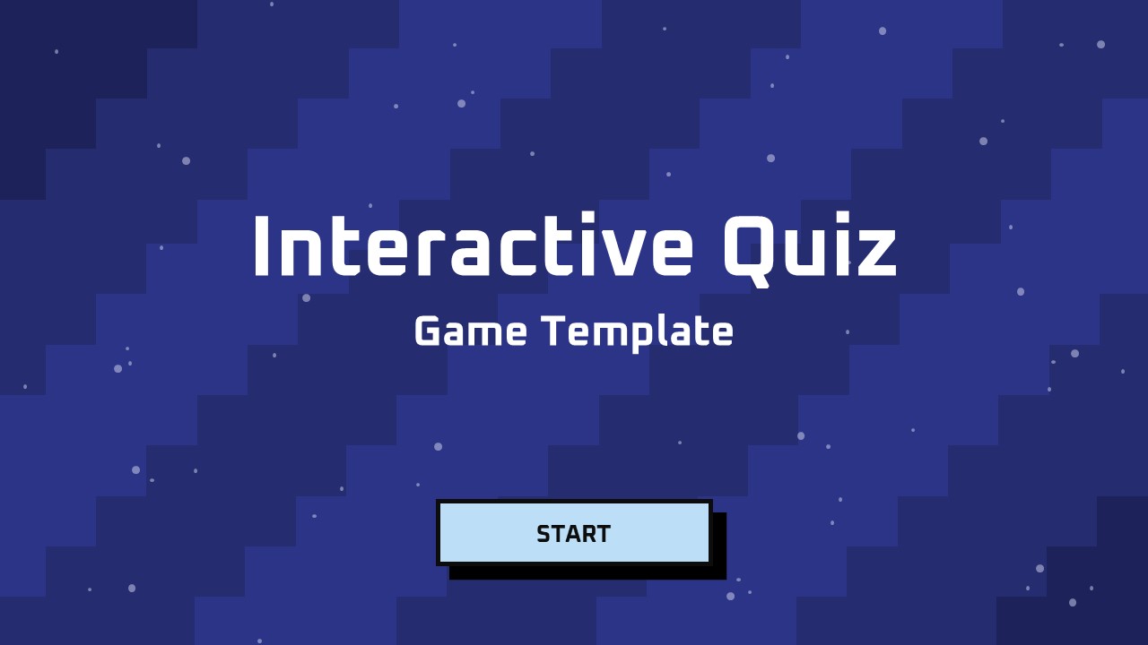 Interactive quiz game template cover slide with navy blue background