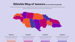 Editable Jamaica map template with color-coded regions on light background