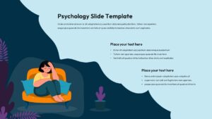 Mental health Google Slides template with light blue background and psychology-themed illustration design