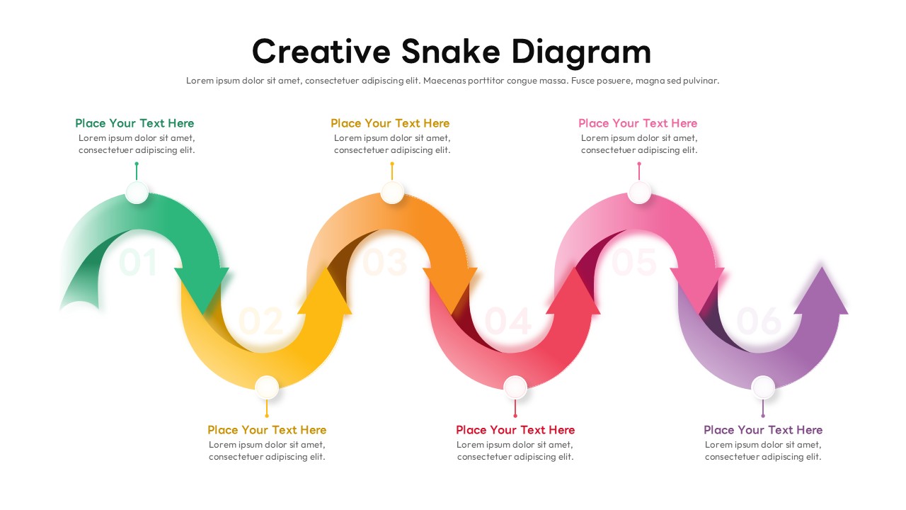 Clean snake flow diagram with 3 colorful circles showing project phases, perfect for managers explaining step-by-step processes