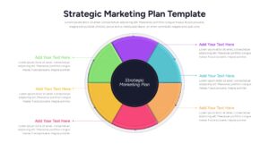 3D donut chart template with six segments for strategic marketing planning