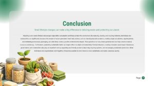 Conclusion slide summarizing impact and inspiring action toward sustainable lifestyle adoption