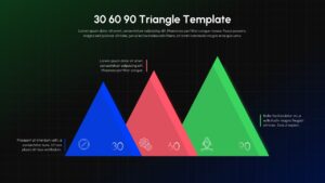 Dark theme 30-60-90 triangle template with blue, coral, and green triangles
