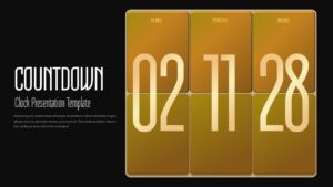 Dark countdown timer slide template with digital clock display panels