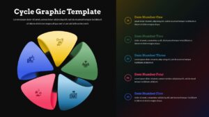 Dark theme cycle template with bold 5-segment process diagram ideal for executive presentations and formal pitches