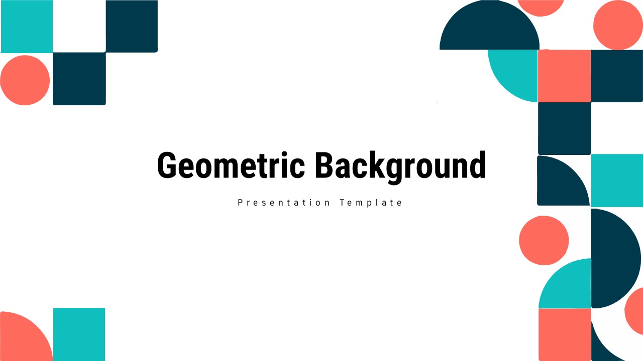 Geometric presentation template with colorful shapes and title text