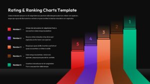 Dark theme rating and ranking chart template with 5-tier funnel design for professional business presentations