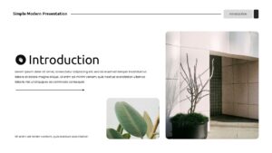 Split layout introduction slide with text content and office images