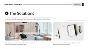 Solutions slide with dual office environment images and descriptions