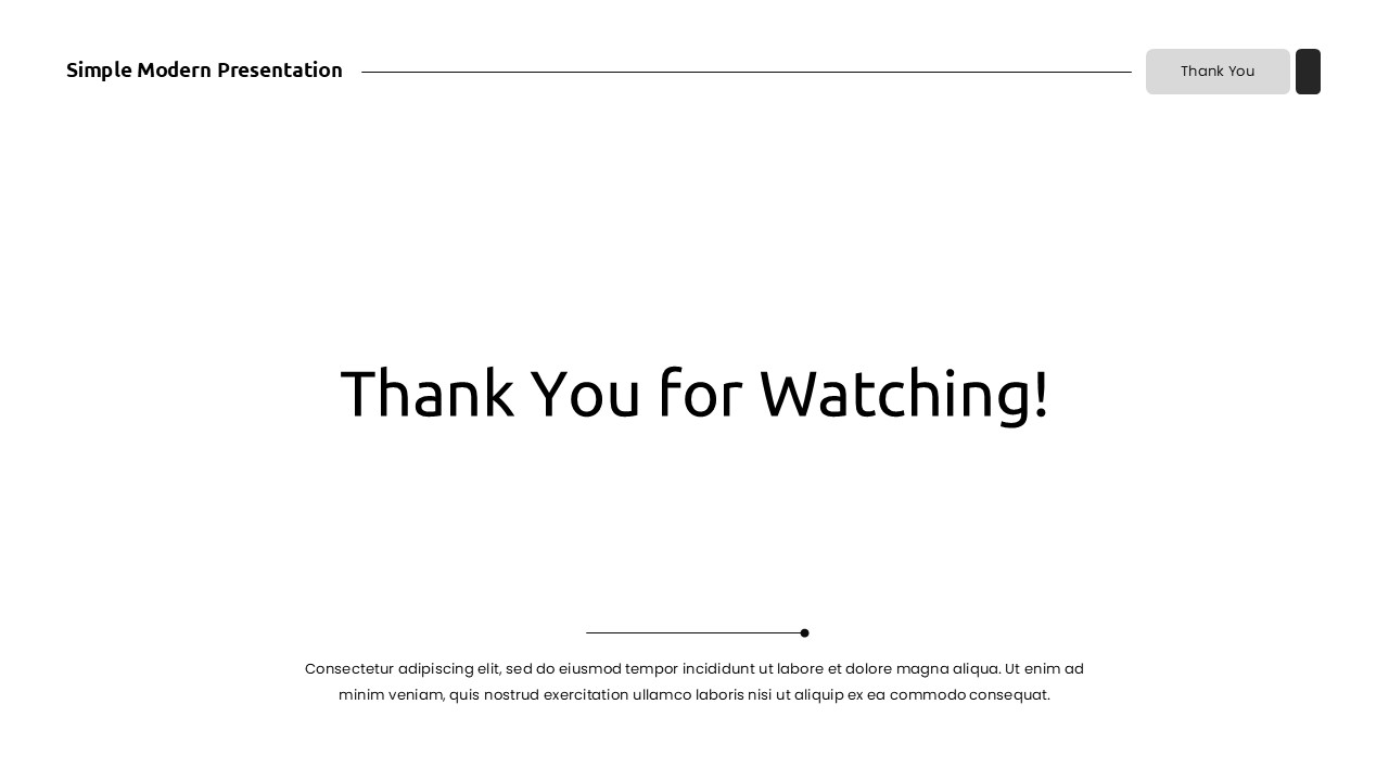 Thank you slide with centered message in minimalist design