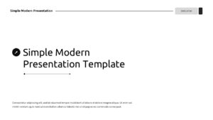 Clean title slide with centered text and decorative arrow element