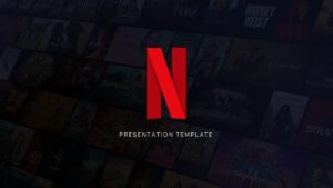 Netflix-style presentation cover slide with red logo on dark background
