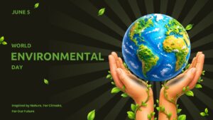 Dark-themed Environmental Day cover with dramatic Earth protection imagery for impactful climate presentations