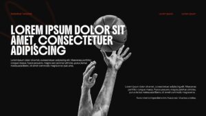 Hero image slide - dramatic black and white photo of hands reaching for basketball with text overlay