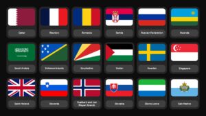 Southeast Asian flags including Thailand, Vietnam in grid presentation