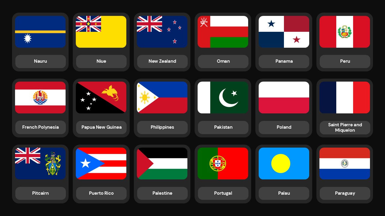 Caribbean island nation flags arranged in organized grid layout