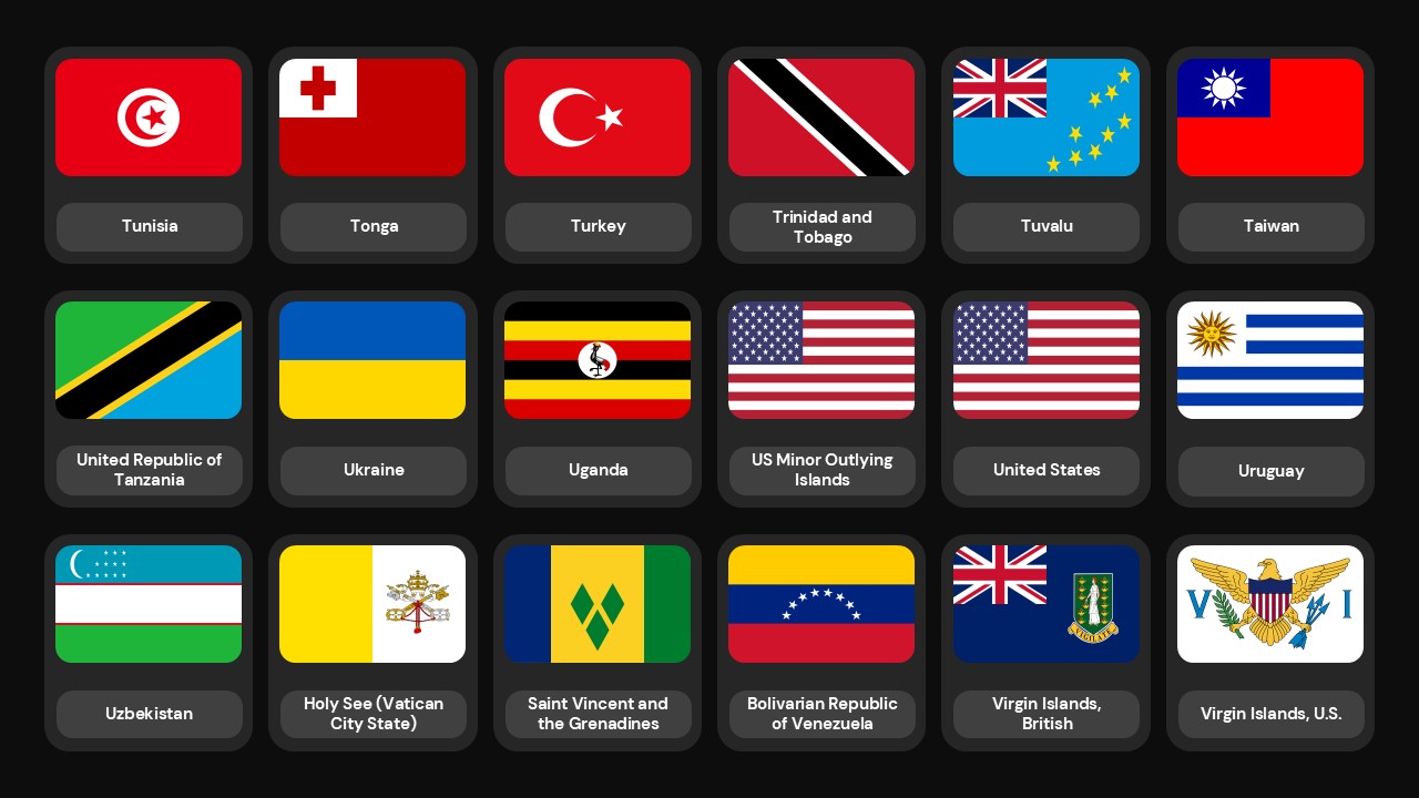 Central American country flags in professional grid layout