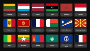 South American flags including Brazil, Argentina in organized grid