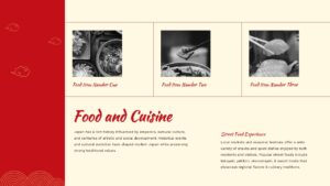 Japan cuisine slide template with food photography for PowerPoint and Google Slides presentations