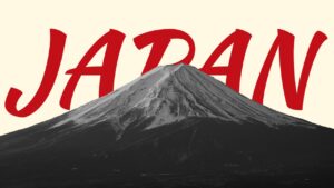 Japan presentation title slide template with Mount Fuji background for PowerPoint and Google Slides