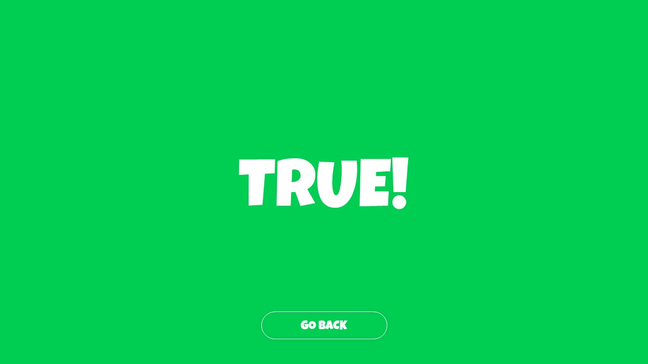 Round 2 LIE reveal screen with bright red background