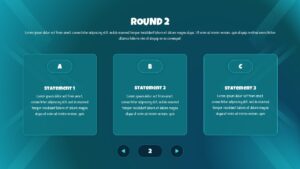 Round 2 TRUE reveal screen with bright green background