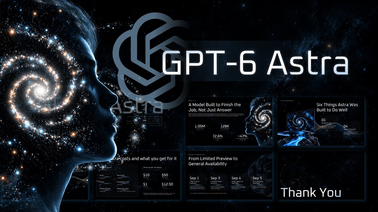 ChatGPT-theme AI PowerPoint template cover slide with galaxy background