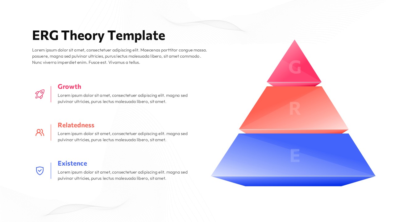 ERG Theory slide with 3-tier pyramid and split layout on white background