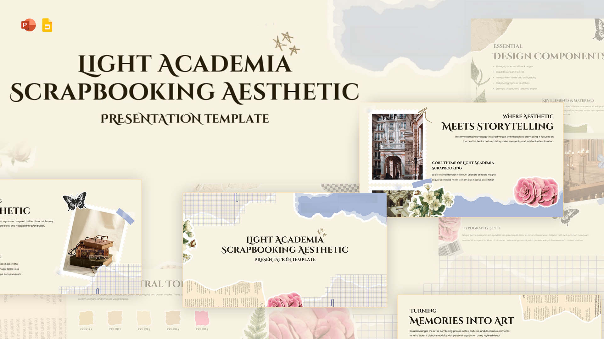 Light Academia Scrapbooking Aesthetic Template - Light Academia Scrapbook Presentation Template