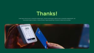 Sales playbook contact slide with phone, address, and website details alongside action plan next steps on dark green background.