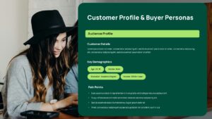 Sales process workflow diagram slide with 6 stages from lead generation to handoff using lime green icons on dark green.