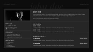 Dark mode ATS resume template in PowerPoint and Google Slides — sleek, modern CV for standout job applications.